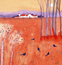 northern sunset watercolour