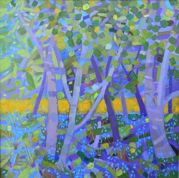 Bluebell Woods Acrylic on canvas 40 x 40cm Giuliana Lazzerini