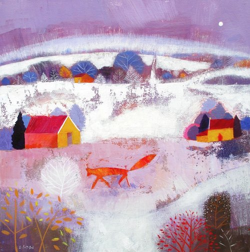 Evening Snow Acrylic on canvas 40 x 40cm Giuliana Lazzerini £625