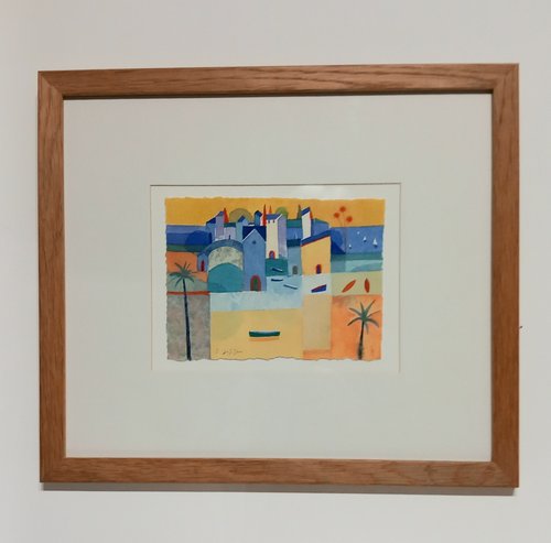 Golden Harbour Watercolour 13 x 18cm Framed 34 x 39cm £180-f