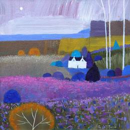 Heather Cottage Acrylic on canvas panel 20 x 20cm Giuliana Lazzerini