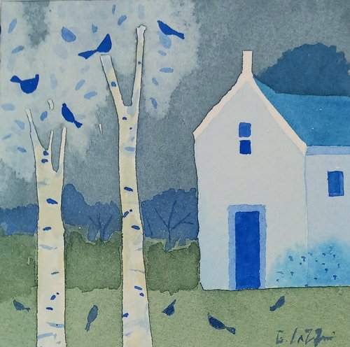 Morning Song Watercolour 10 x 10cm £120-1
