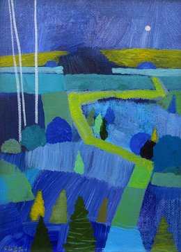 Night Dales Path Acrylic on canvas panel 18x13cm Giuliana Lazzerini