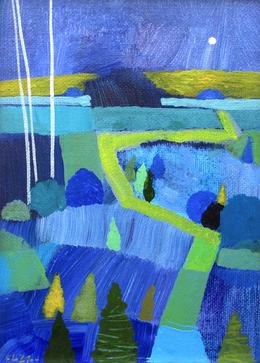 Night Dales Path Acrylic on canvas panel 18x13cm Giuliana Lazzerini - Copy