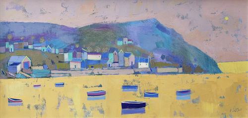 Runswick Bay Yorkshire Acrylic on canvas 40 x 80cm Giuliana Lazzerini