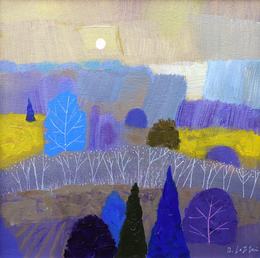 Sunrise Trees Acrylic on canvas panel 20 x 20cm Giuliana Lazzerini