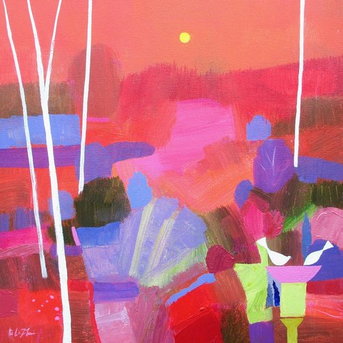 Sunset Feed Acrylic on canvas 30 x 30cm Giuliana Lazzerini £395