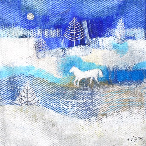 The White Horse Acrlyic on canvas 15 x 15cm Giuliana Lazzerini £130