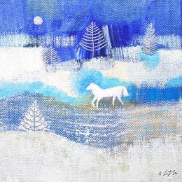 The White Horse Acrlyic on canvas 15 x 15cm Giuliana Lazzerini £130