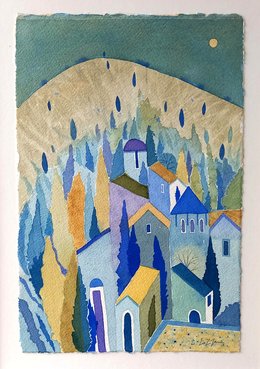 ancient-hill-tuscany-watercolour-28x18cm-i