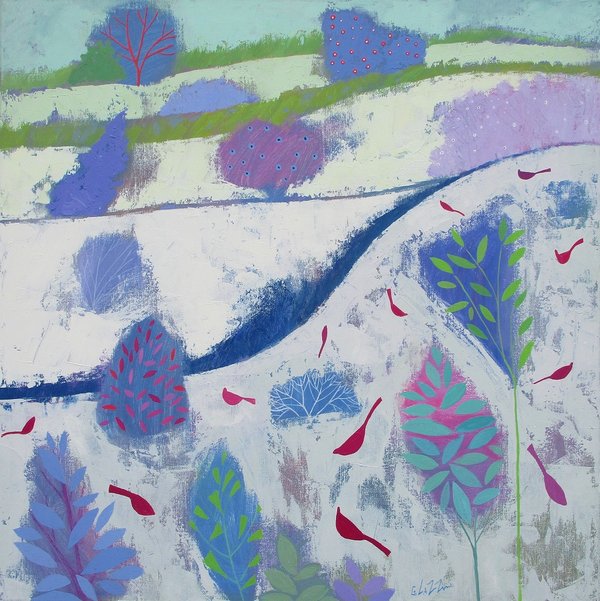 Feeding Birds, acrylic on canvas 70 x 70cm