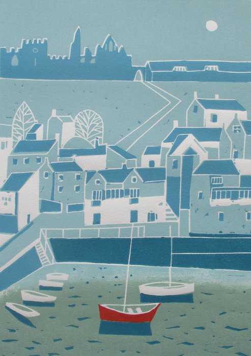 Whitby - Linocut