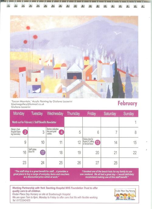 Staff Benefits And Wellbeing Calendar 2015 - February 2015 - Tuscan Mountain - Acrylic painting
